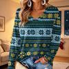 Women's V-Neck Long Sleeve Christmas Print Lightweight Blouse for Spring Summer
