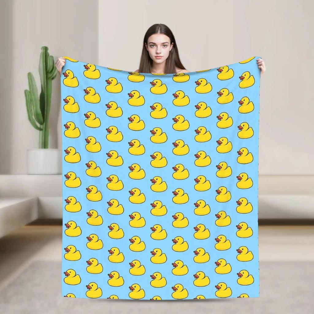 Cute Rubber Duck Plush Flannel Throw Blanket for Kids and Adults Soft Warm Bedspread for Couch Chair Quality Comforter