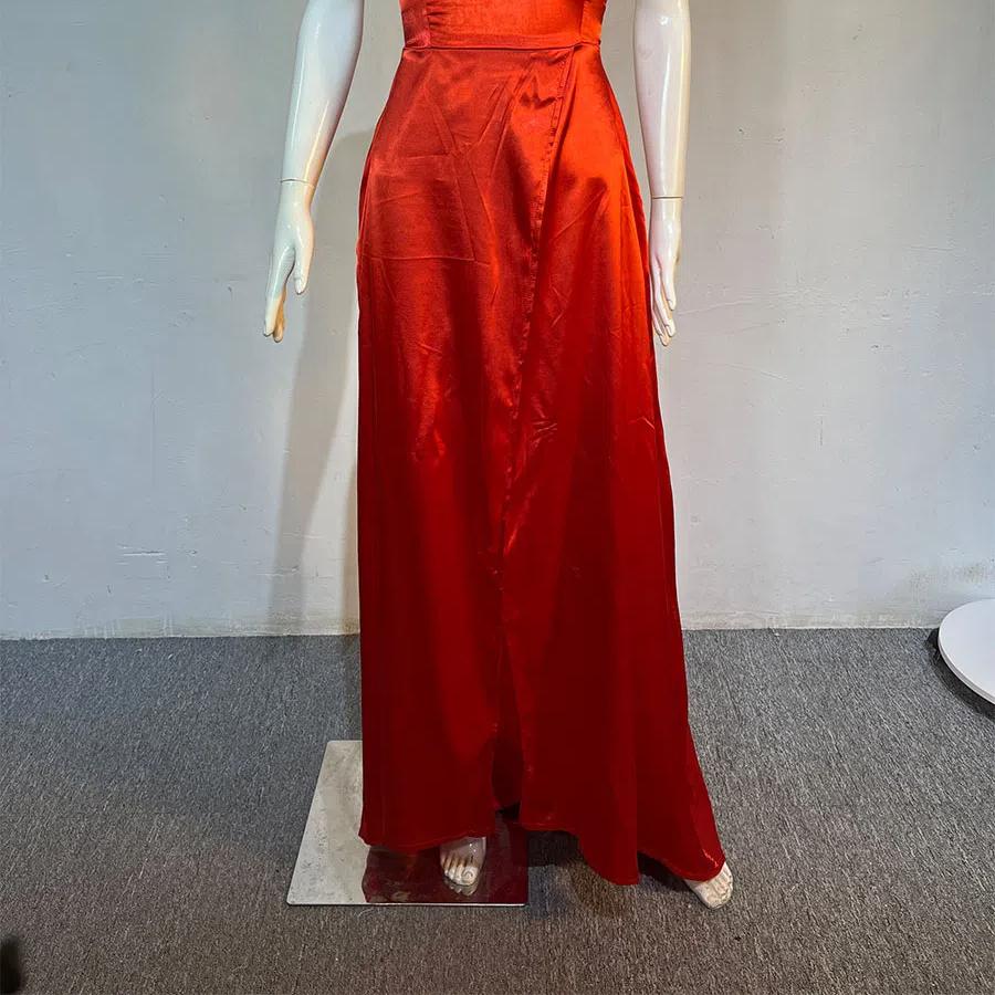 2025 Nové šaty pro družičky, Dlouhá róba na špagetová ramínka s malou vlečkou, Elegantní jednobarevné večerní párty šaty