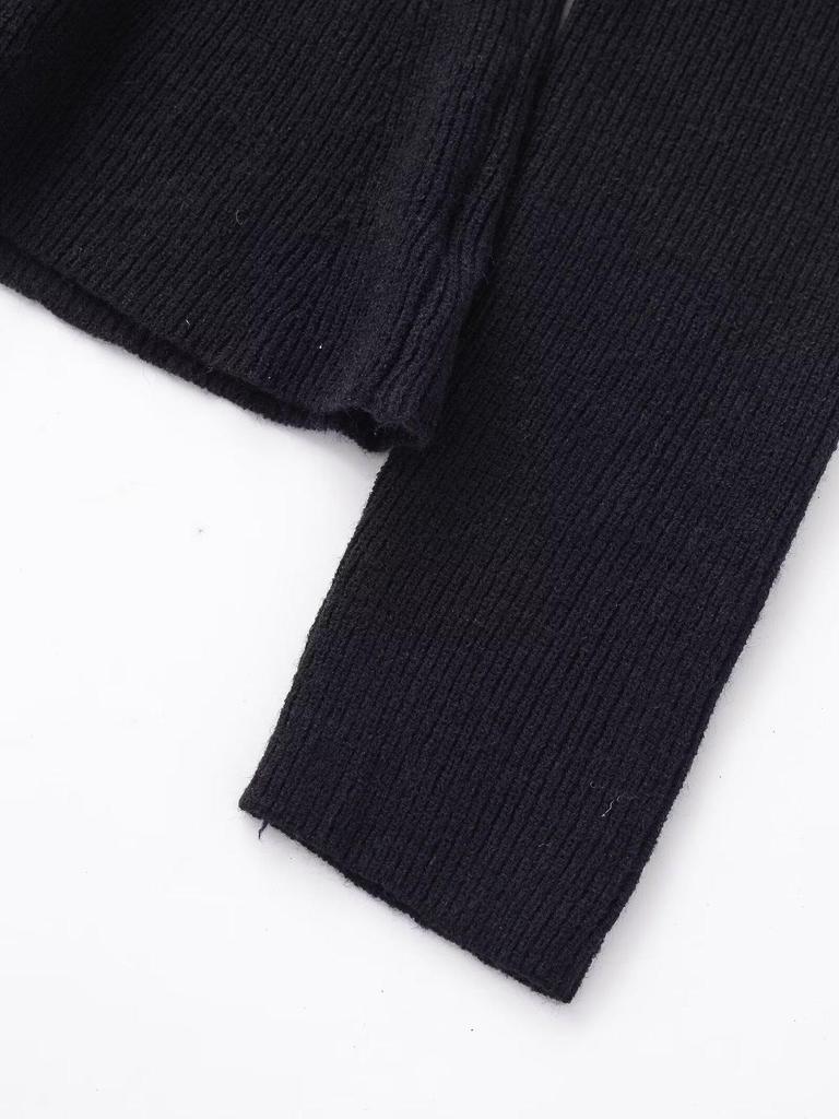 European & American Women's Fashion Casual Ribbed Knit Skirt and Cardigan Set