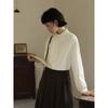 Artistic Lace Stand-up Collar Long-sleeved Brushed Shirt for Women Autumn and Winter Layered Inner Top Design Cardigan