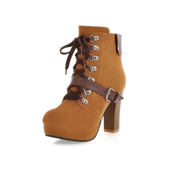 

2025Женские ботильоны Уличный стиль Осень/Зима Новые На толстом каблуке Повседневные ботинки 9,5 см Квадратный каблук Металлическая отделка Женская обувь 38 жёлтый