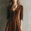 Women's Trendsetter Velvet Patchwork Lace Dress - Autumn/Winter European & American Street Style