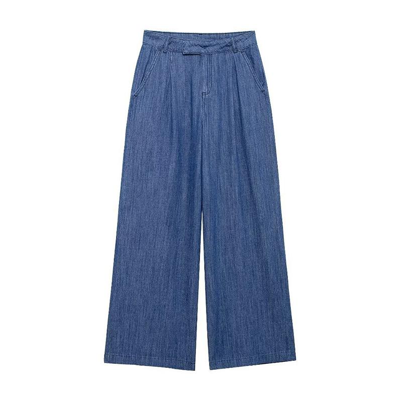 Fashion Women's Baggy Jeans Elegant High Waist Pocket Wide Leg Female Trouser 2025 Spring Lady Casual All-match Denim Pant New