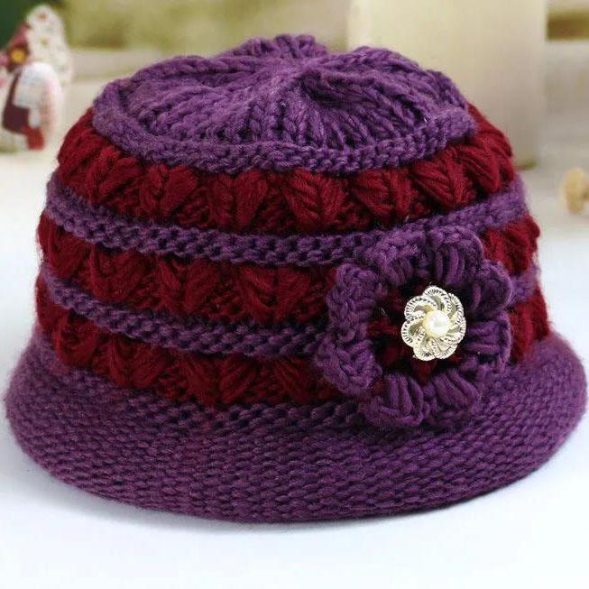 Cappello Invernale da Donna Cappello di Cotone da Mamma Cappello Lavorato a Maglia Antivento da Donna Inverno Perla Caldo Spesso Cappello di Lana