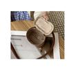 Canvas Cowhide Small Change Purse Ins Style Simple Portable Neck Hanging Lipstick Makeup Bag Leather Earphone