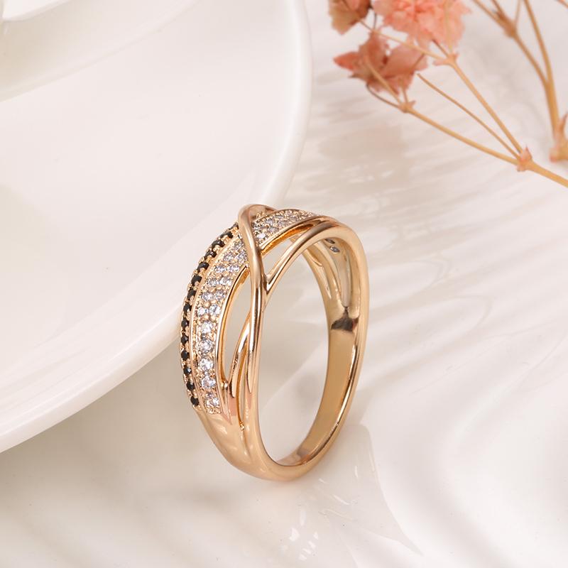 Kinel Fashion Rose Gold Ring For Women Zircon Crystal Jewelry