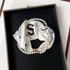 1116 Spring and Summer New Silk Scarf Women's Niche High-end Pearl Magnetic Buckle Necklace Foreign-style Wear Printed Small Scarf
