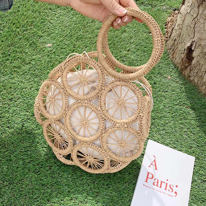 Seaside Holiday Bag Hollow Straw Large Capacity Beach Crossbody Bag Summer Hand Weaving Shoulder Bag