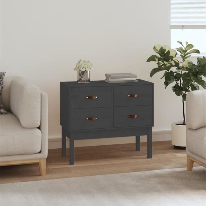 821741 vidaXL Armoire console Gris 90x40x78 cm Bois de pin solide