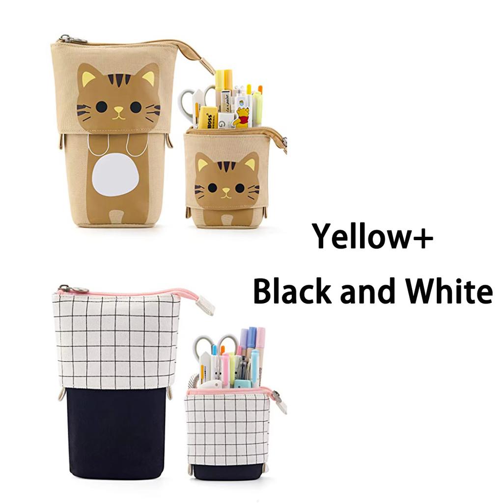 Cute Large Capacity Retractable Pencil Case Kawaii Pen Box Girls Cosmetic Storage Bag Stationery School Office Supplies