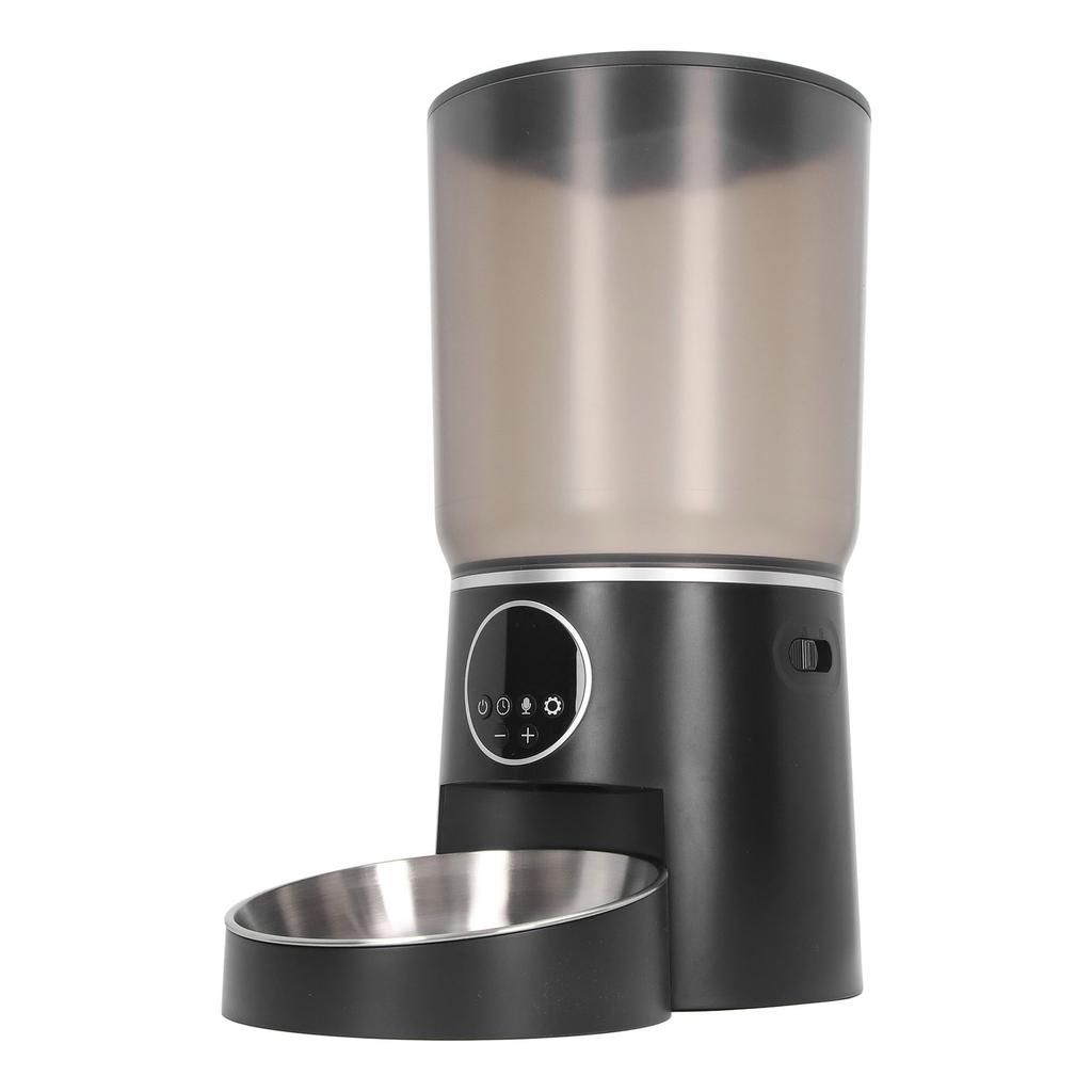 Automatic Pet Feeders Smart Timing 5L Dual Power Support Cat Food Dispenser for Home Black Button