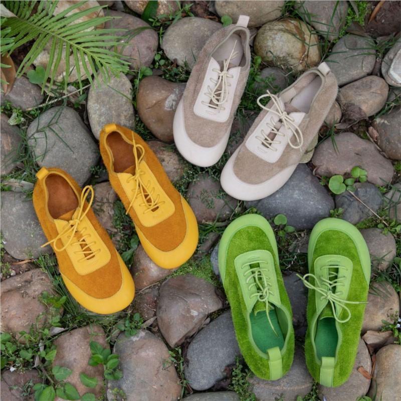 Johnature Genuine Leather Splicing Suede Soft Sole Comfortable Sports Shoes Lightweight Women's Flat Shoes