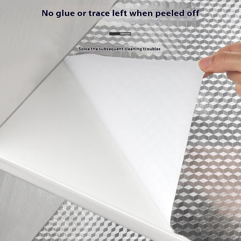 Kitchen Wallpaper Stickers Self Adhesive Aluminum Foil Oil Proof Waterproof Stickers For Countertop Drawer Cabinets Shelf Line