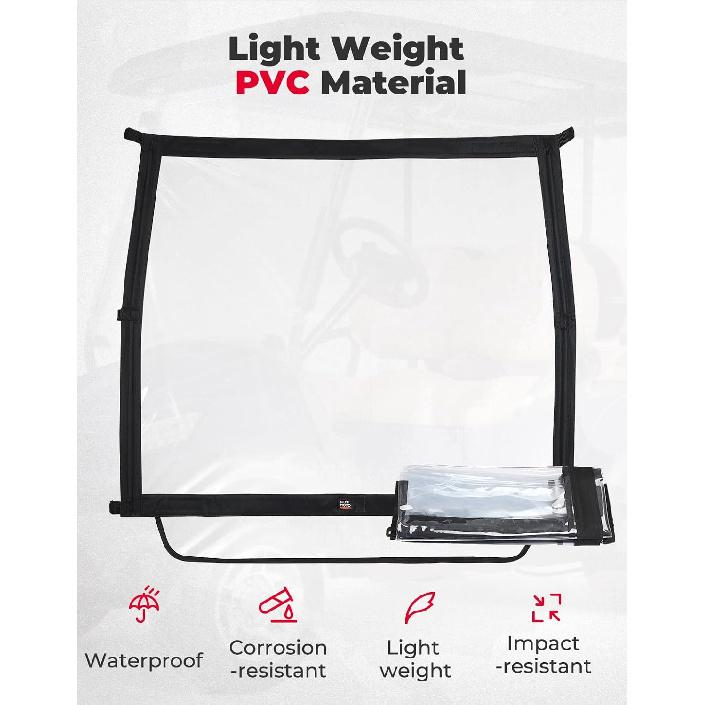 KEMIMOTO Foldable Golf Cart Windshield Compatible with Club Car DS, Tempo, Precedent, Portable Lightweight PVC Golf Cart Windshield