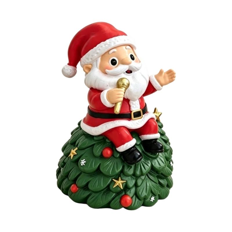 Christmas Figure with Santa Theme for Desk Shelf Hallway and Window Display Holiday Gift Accent Indoor Home Use