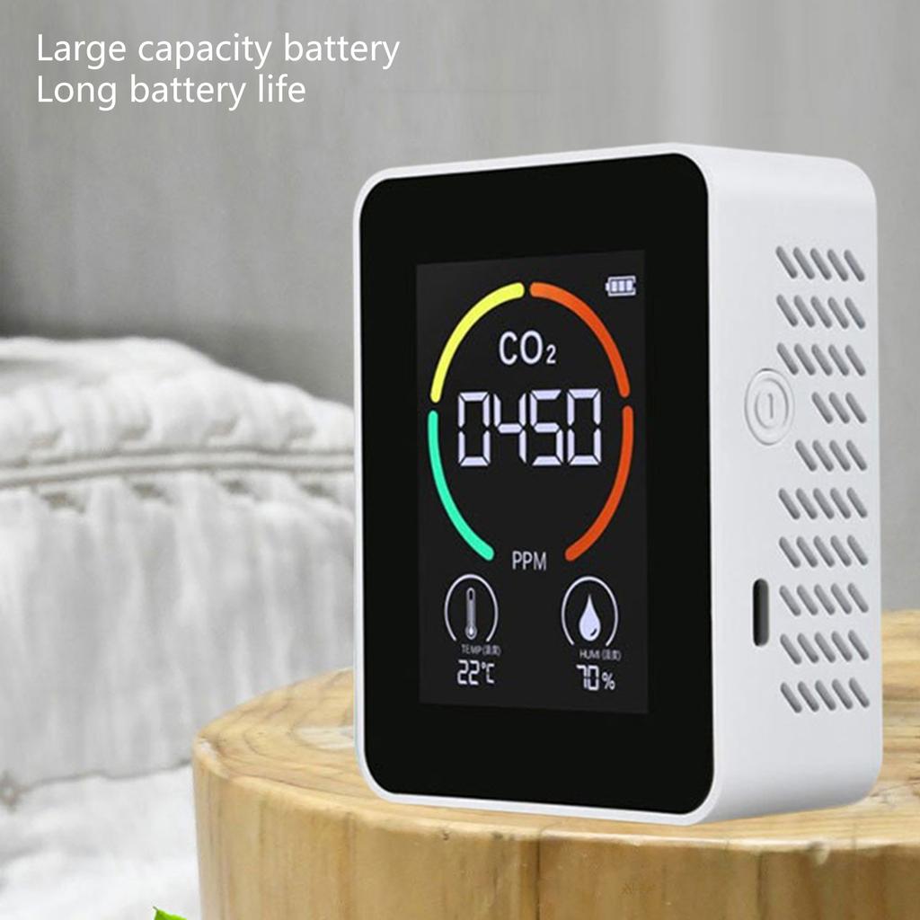 Misuratore Digitale di CO2 Monitor Qualità dell'Aria 1200mAh Con Sensore di Temperatura e Umidità Per Uso Ufficio Analisi dell'Aria Accurata