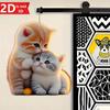 2D Cute Cat Hanging Decoration for Home, Garden, and Backpacks. A Perfect Party Gift.