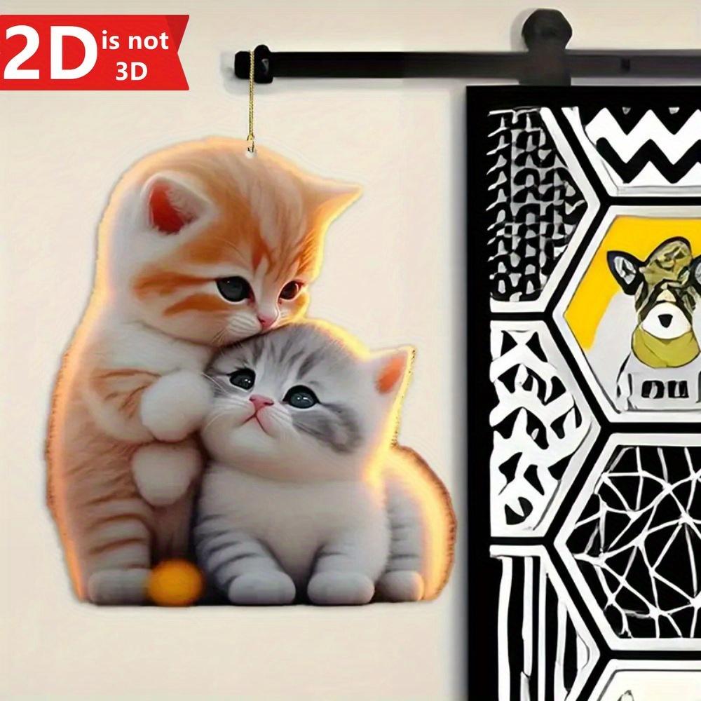 2D Cute Cat Hanging Decoration for Home, Garden, and Backpacks. A Perfect Party Gift.