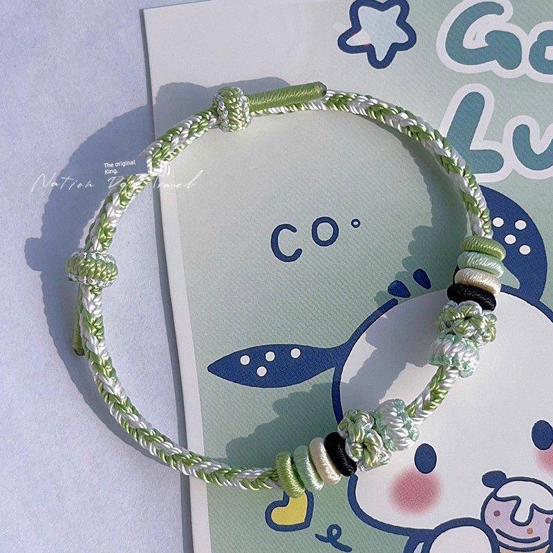 Hand-Woven Peach Blossom Carrying Strap Wearable Gold Lucky Beads Braided Rope Semi-Finished DIY Lucky Red Rope Bracelet for Women
