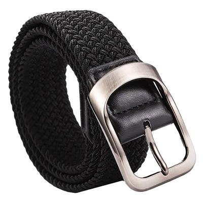[One Limitation] Belt, Braided, Elastic, Colorful, Cool, Casual, One Size Fits All, Men's BP090 (Black)