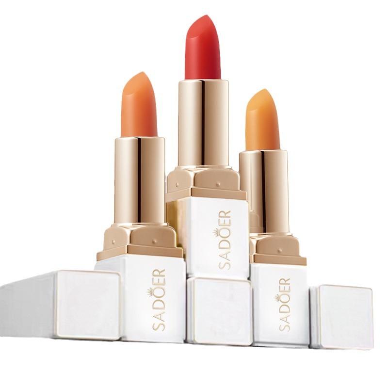 2 Color Temperature Change Hydrating Lipstick Glossy Texture Delicate Lasting Not Easy To Decolorize