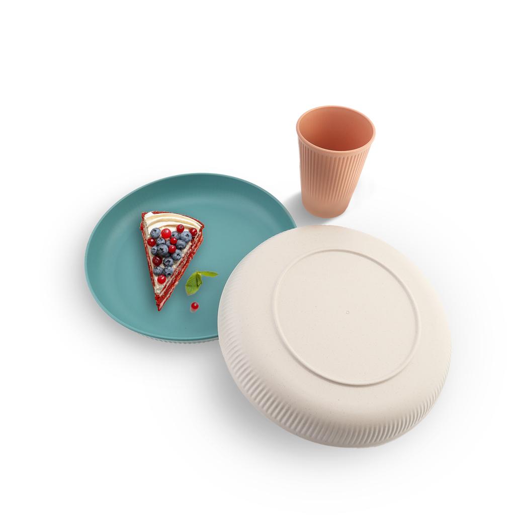 18-teiliges Tragbares Reise-Plastik-Teller- und Schüssel-Besteckset Vertikales Wiederverwendbares Geschirrset Essgeschirrsets für Picknick, Camping, Reisen, Schule