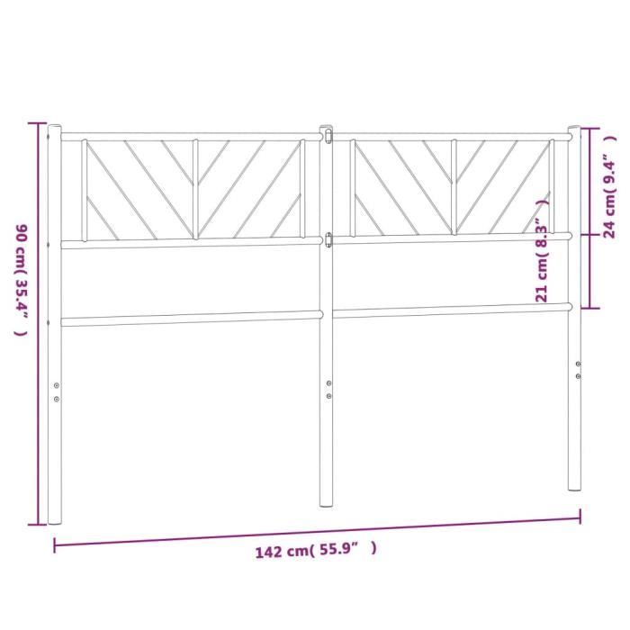 VidaXL Black Metal Headboard 135 Cm 372211