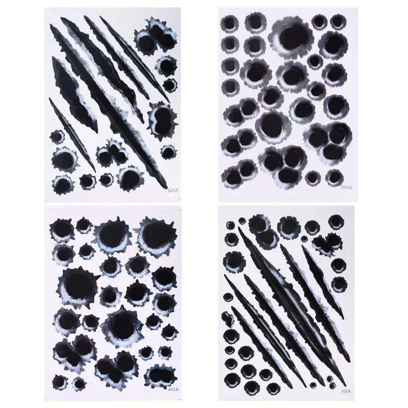 Car Styling 3D Fake Hole Sticker Motorcycle Helmet Body Simulation Scratch Hole Decal Funny Emblem Symbol Stickers