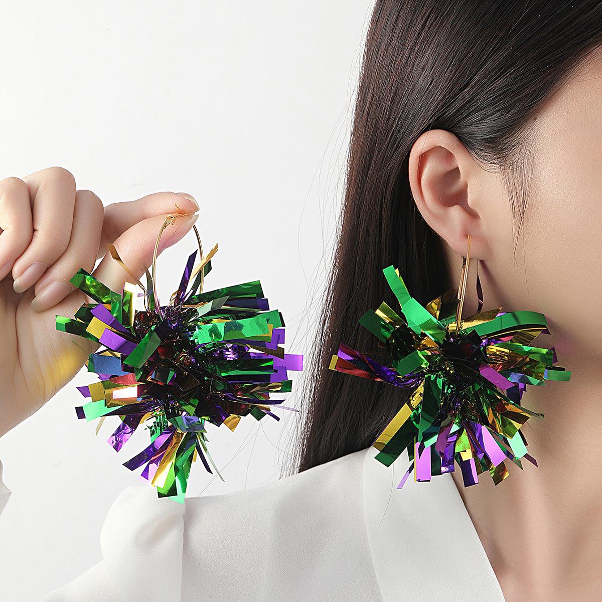 European & American Handmade Shiny Carnival Celebration Colorful Fireworks Women s Earrings