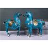 Chinese Blue Warriors Horse Resin Accessories Art Home Livingroom Desktop Figurines Decoration Bookcase Cabinet Sculpture Crafts
