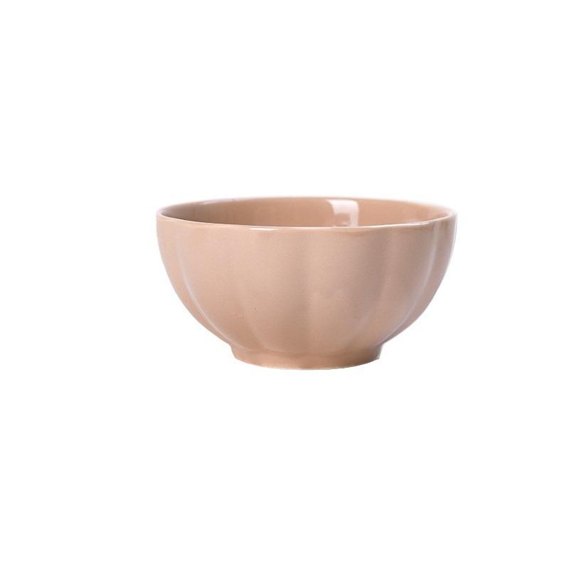 Creative Nordic Style Ceramic Lotus Bowl Household Color Glaze Tableware Cute Pumpkin Rice Bowl Noodle Bowl Breakfast Dessert Bowl