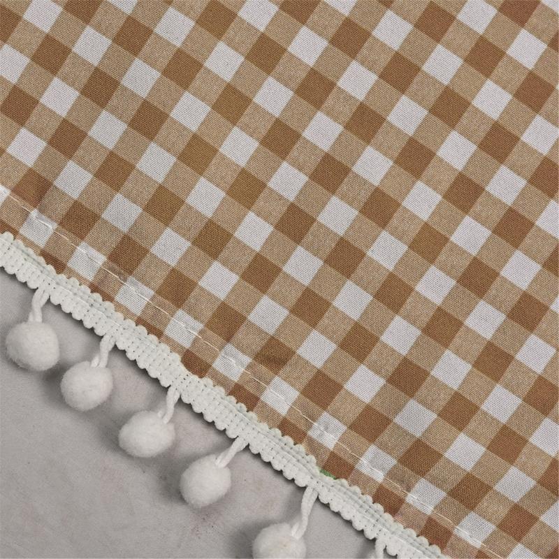 Kitchen Short Curtain Panel with Top, Light Filtering Polyester Privacy Panel and Trim Accent Style Window Drape