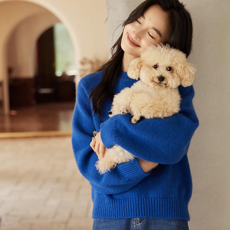 VICTORIA&VERA Women's Jacquard Cartoon Dog Loose Crew Neck Knitted Sweater