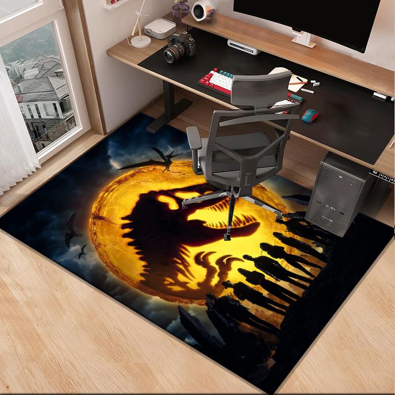 Dinosaur Moonlit Adventure Office Rug Chair Mat, Game Carpet, Suitable for Front Door, Bedroom, Living Room, Desk, Holiday Gift