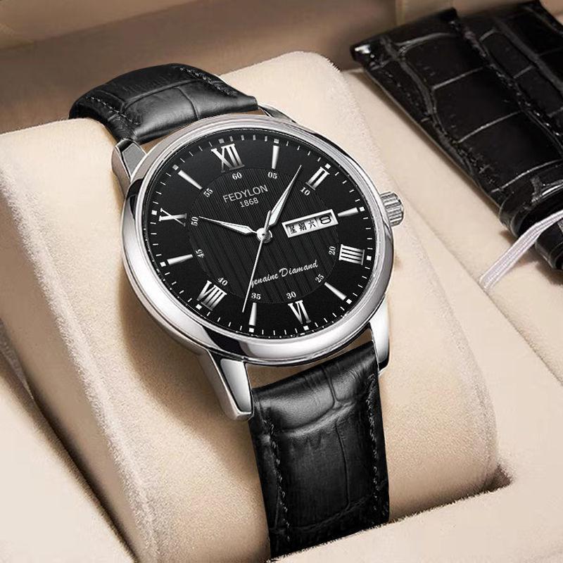 Men's Watch Waterproof and Fashionable Luminous Fully Automatic Movement Double Calendar Korean Version Casual Business Quartz Watch