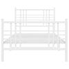 Metal Bed Frame with Headboard and Footboard White 90x190 cm