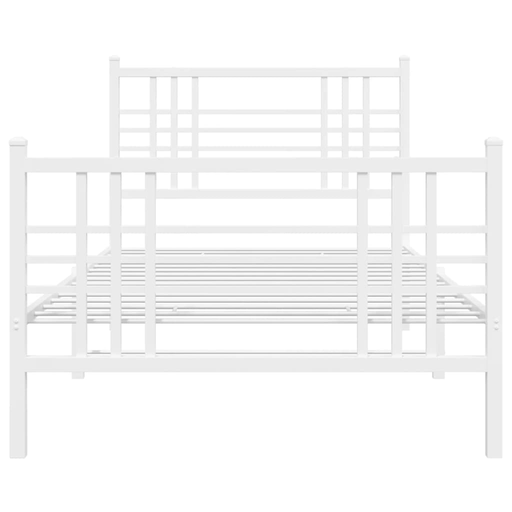 Metal Bed Frame with Headboard and Footboard White 90x190 cm