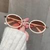 Small Oval Punk Men Sunglasses Vintage Semi-Metal Women Gradient Shades UV400 Blue Tea Sun Glasses Lentes Mujer