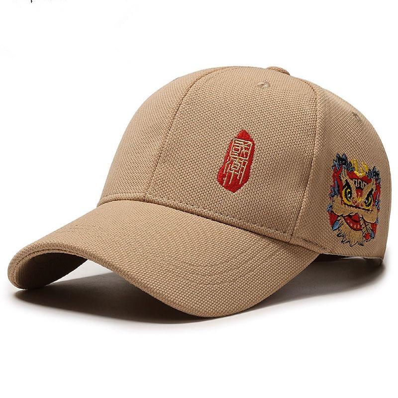 Peaked Cap Men's National Tide Lion Dance Embroidery Baseball Cap Women's National Tide Brand Hip Hop Spring and Autumn Summer New