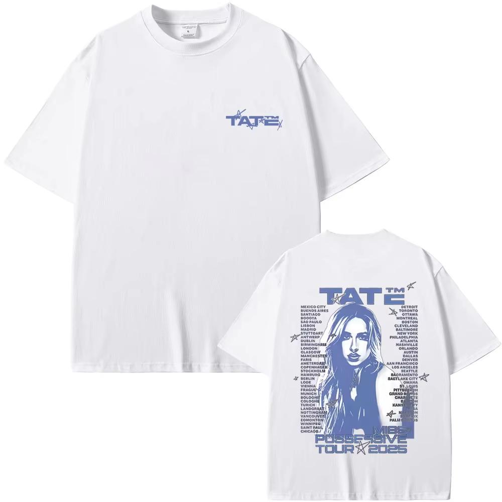 Sängerin Tate Mcrae Merch T-Shirt So Close To What Miss Possessive Tour 2026 T-Shirts Herren Damen Mode Lässig Übergroße T-Shirts