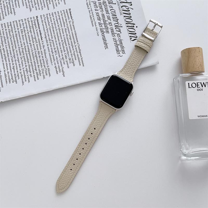 Kleiner Bund Quadratischer Schnallen-Litschi-Muster-Riemen Ist Geeignet Für Applewatch Apple Watch Iwatch109876Se Damen
