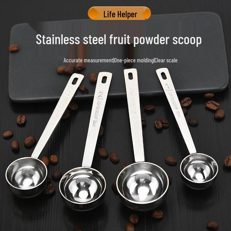 Rose Gold Stainless Steel Measuring Spoons Set: 5ml, 10ml, 20ml for Coffee, Milk, Cocktail, Fruit Powder.