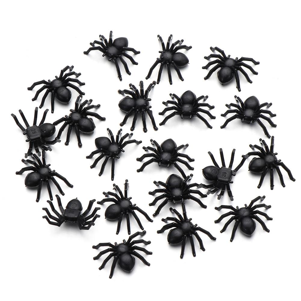 20Pcs Black Tricky Toy Plastic Party Supplies Halloween Spider Simulation Spider Haunted House Decor Halloween Decoration