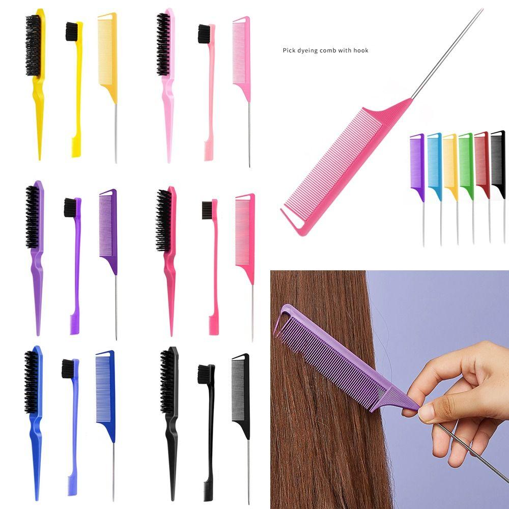 

3Pcs/set Grooming Bristle Hair Brush Plastic Rat Tail Comb Useful Hairstyles