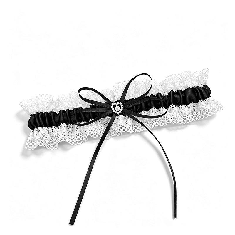 Elegantes Strass-Schleifen-Spitzen-Hochzeits-Strumpfband für Bräute