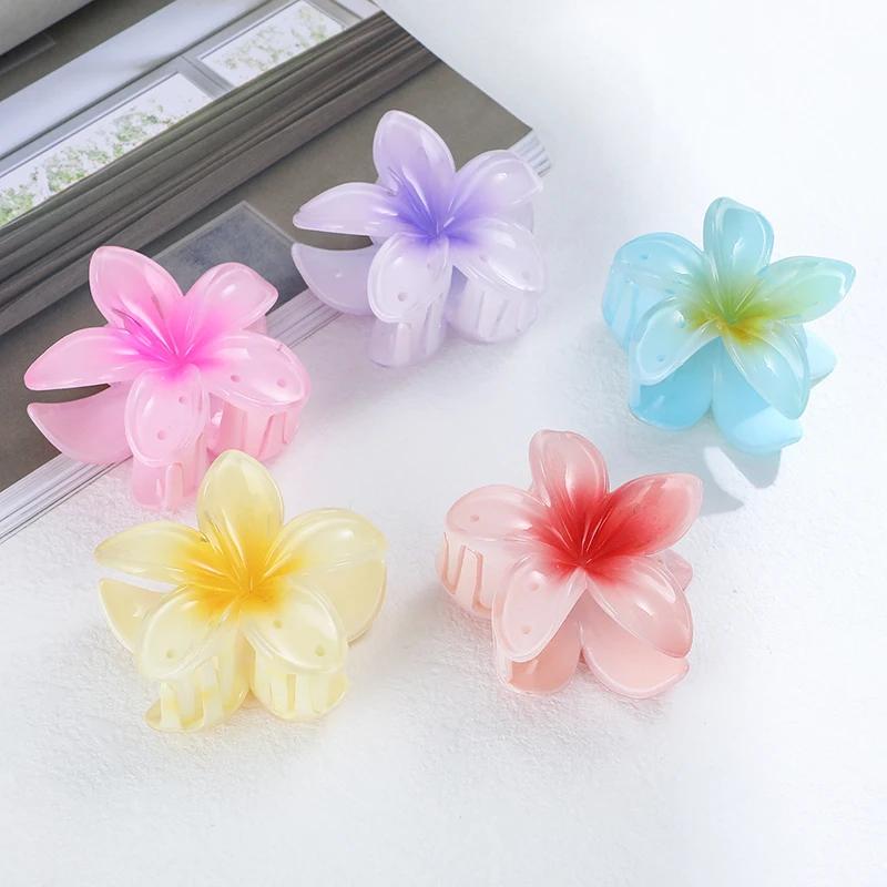 Fermaglio per Capelli Acrilico a Forma di Fiore Grande 8cm Sfumato per Donne Fermagli Dolci Pinze per Capelli Pinze a Granchio Mollette Accessori per Capelli Hawaiani