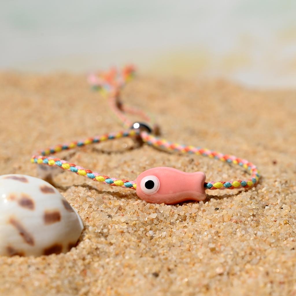 Trendy Multicolored Pull - String Ceramic Fish Bracelet Jewelry Women: Bohemian Style, Ideal for Wrist and Ankle