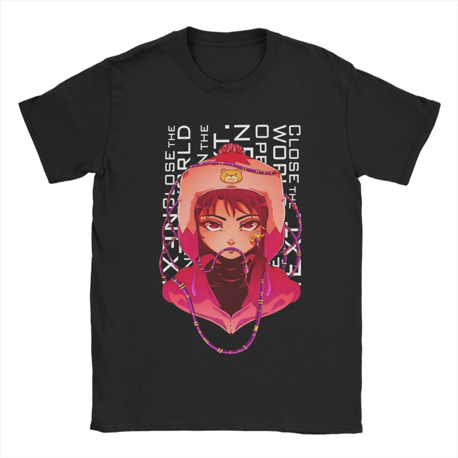 

Lain Cute T-Shirt for Men Casual 100% Cotton Tee Shirt O Neck Short Sleeve T Shirt Graphic Printed Clothing S чёрный