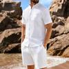 Men's Trendy Waffle Lapel Two-Piece Summer Set